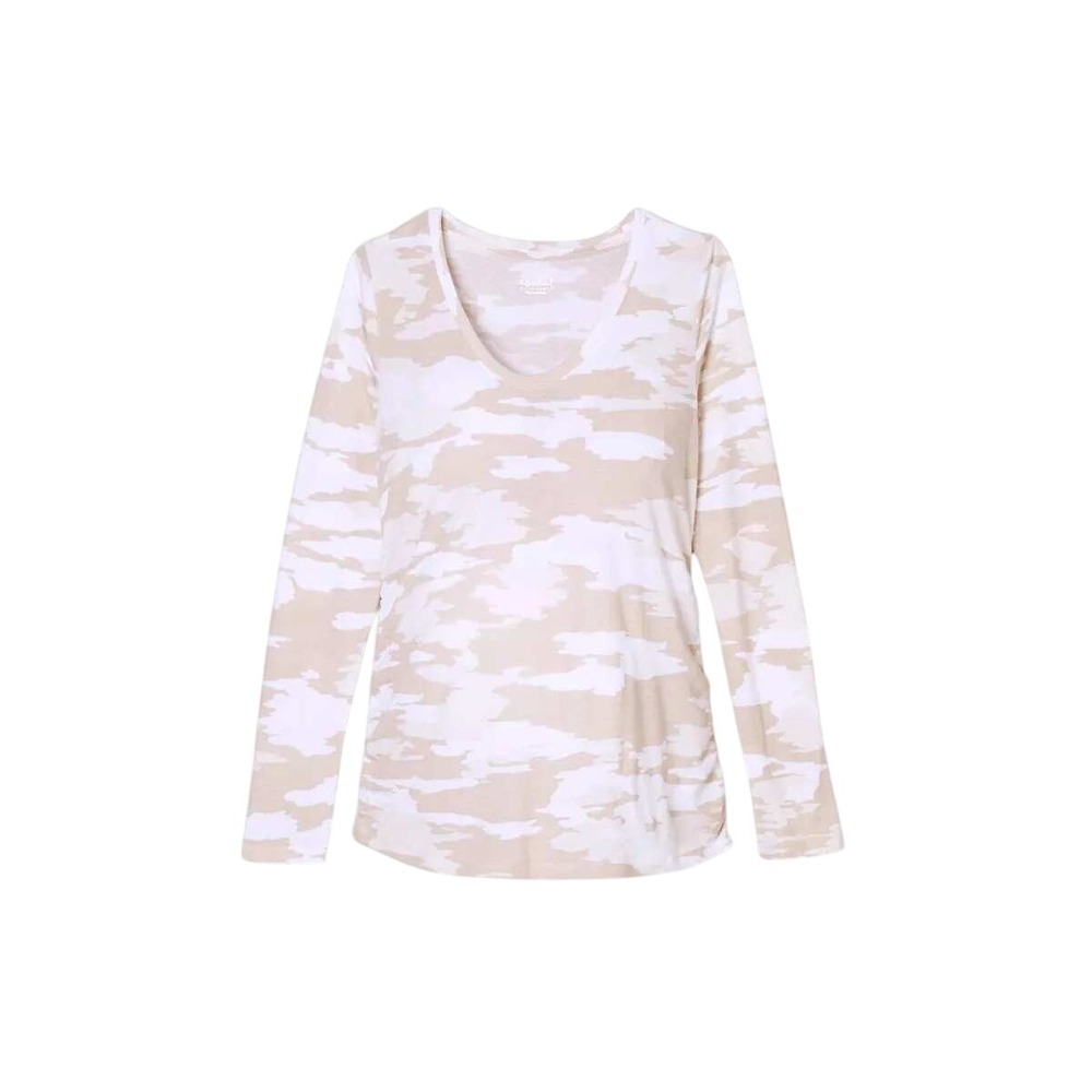 NWT Ingrid & Isabel‎ Maternity Scop Neck Oatmeal Camo Long Sleeve Top Size Small